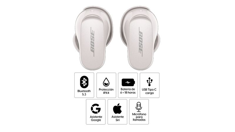 Bose QuietComfort Earbuds Auriculares Inalámbricos con Cancelación de Ruido  Blancos