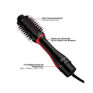 One-Step Secador y Volumizador Revlon Plus, 4 niveles de temperatura, 1 velocidad, negro