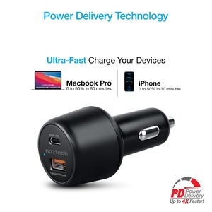 Cargador Portátil De Auto Naztech Speedmax65 65W Usb-C Pd