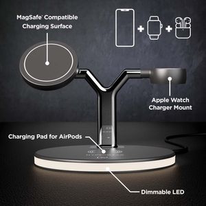 Cargador Inalambrico 3 En 1 Hypergear 15W  Magsafe Para Apple Iphone - Negro