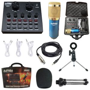 Kit tarjeta de sonido V8 microfono condensador mini tripode maletin