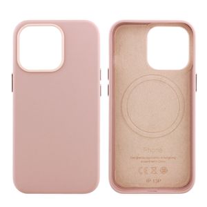 Case para iPhone 13 Pro, piel sintentica, con MagSafe para carga inalámbrica, para accesorios magnéticos, rosado