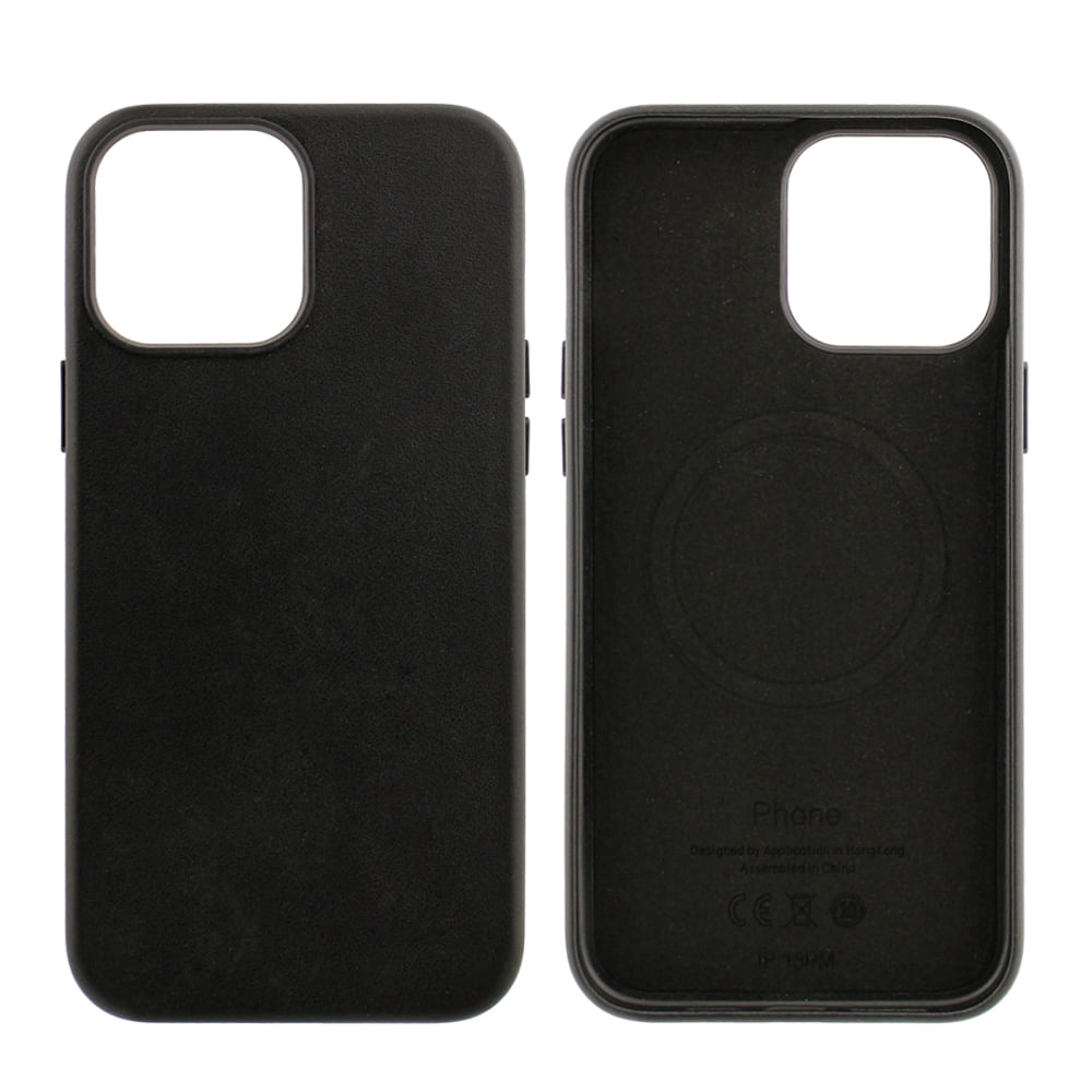 Case para iPhone 13 Pro Max, piel sintentica, con MagSafe para carga inalámbrica, para accesorios magnéticos, negro