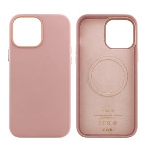 Case para iPhone 13 Pro Max, piel sintentica, con MagSafe para carga inalámbrica, para accesorios magnéticos, rosado