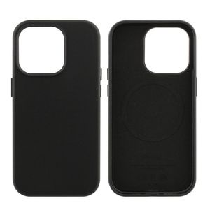 Case para iPhone 14 Pro, piel sintentica, con MagSafe para carga inalámbrica, para accesorios magnéticos, negro