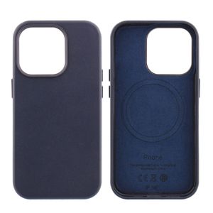 Case para iPhone 14 Pro, piel sintentica, con MagSafe para carga inalámbrica, para accesorios magnéticos, azul