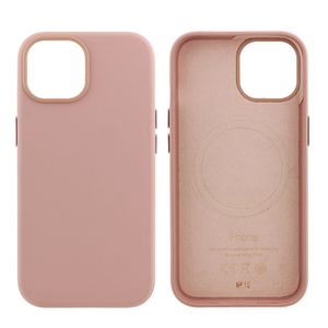 Case para iPhone 15, piel sintentica, con MagSafe para carga inalámbrica, para accesorios magnéticos, rosado