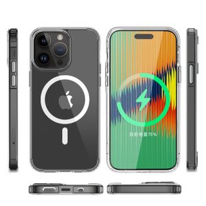 Case para iPhone 15 Pro Max con MagSafe para carga inalámbrica, para accesorios magnéticos,TPU rígido, transparente