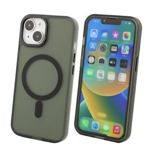 Case para iPhone 15, con MagSafe para carga inalámbrica, para accesorios magnéticos, rígido, mate traslúcido negro