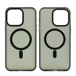 Case para iPhone 15 Pro Max con MagSafe para carga inalámbrica, para accesorios magnéticos, rígido, mate traslúcido negro