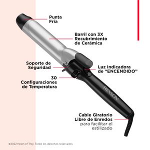 Rizador Revlon 3X Ceramica 1 1/2, placa de cerámica, color negro