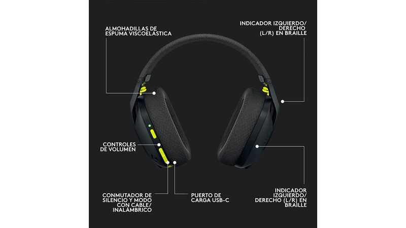 Audífonos inalámbricos Logitech G435 Lightspeed Negros - Techbox