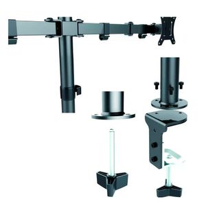 Rack para Monitor Doble Brazo Vesa hasta 32 pulg. Regulable 100x100 75x75 8kg 180° Acero Tubo DT