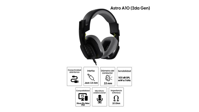 Aud fonos gamer al mbrico Astro A10 Gen2 conexi n jack 3.5 mm