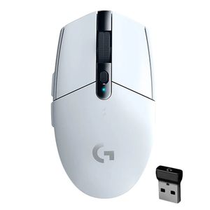 Mouse gamer Logitech G305 Lightspeed Wireless, receptor usb, 12000 dpi, 6 botones, usa pila, blanco