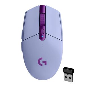 Mouse gamer Logitech G305 Lightspeed Wireless, receptor usb, 12000 dpi, 6 botones, usa pila, lila
