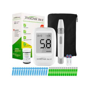 Glucómetro Vivachek InoX + 100 Tiras y 100 Lancetas, Medición Rápida y Precisa