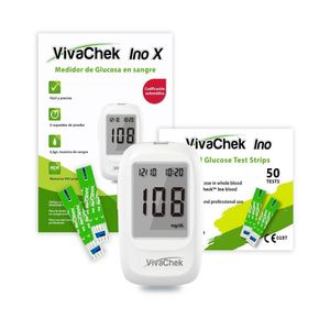 Glucómetro Vivachek InoX + 100 Tiras y 100 Lancetas, Medición Rápida y Precisa