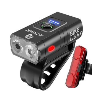 Set Luces Ciclismo X-Tiger QD0201, 1200 lúmenes, alcance 200 metros, negro