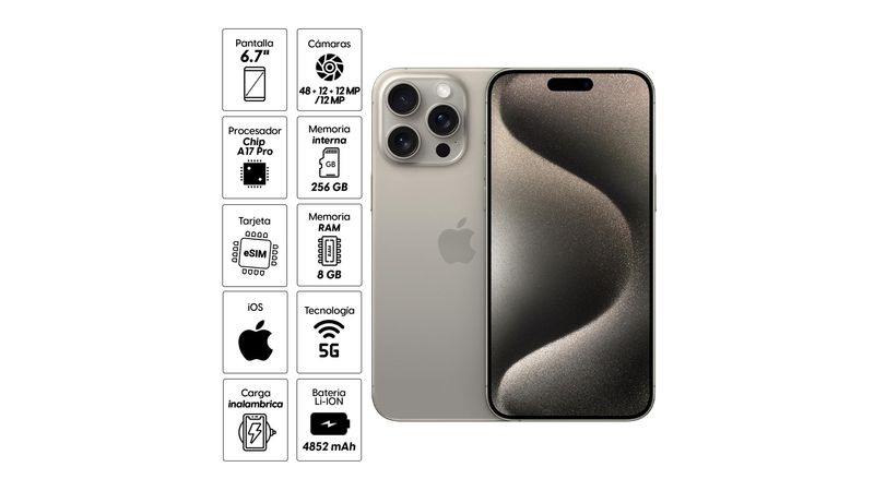 CELULAR IPHONE 15 PRO 256GB NATURAL TITANIUM ESIM