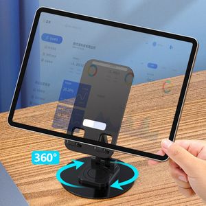 Soporte de celular/tablet Roadtrip de escritorio, rotación 360°, plástico/aluminio, negro