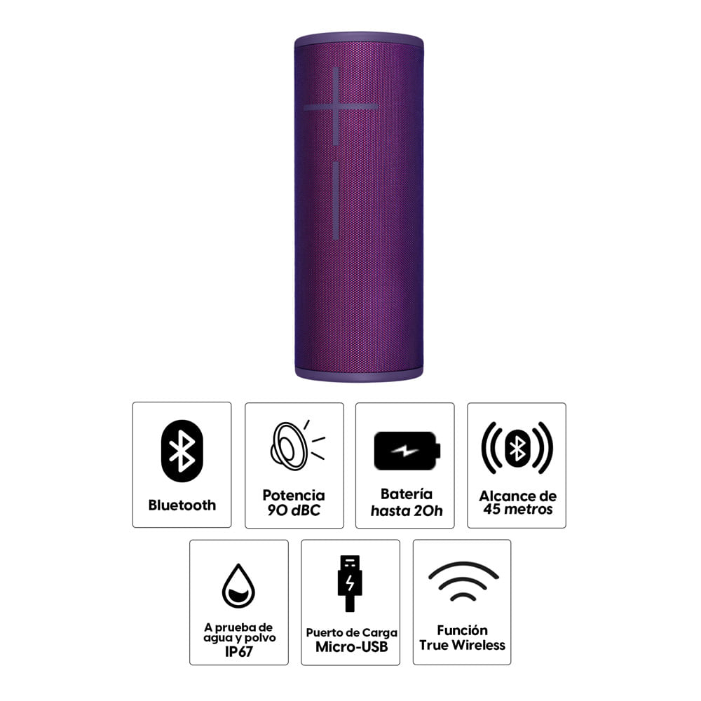 Parlante logitech ultimate ears megaboom 3 bt ultraviolet purple - Vipe  Accesorios y Tecnologia