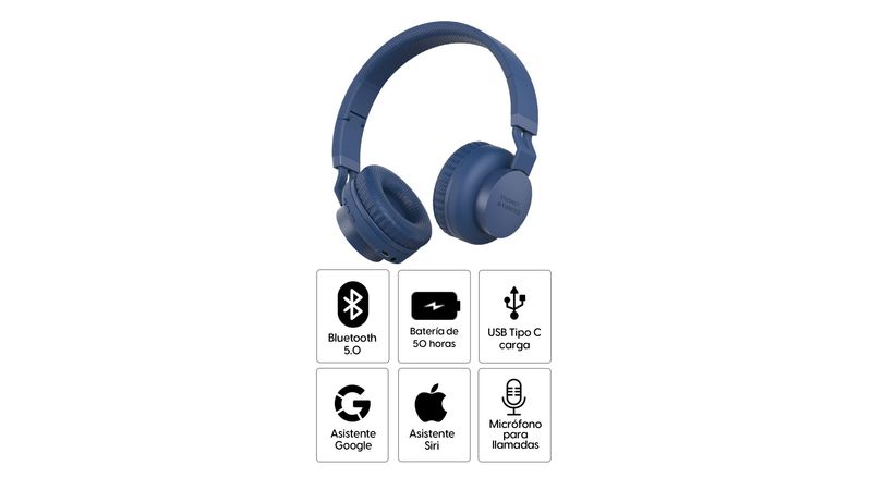 Auriculares Inalambricos Bluetooth Microfono Blau 50 hrs Duración