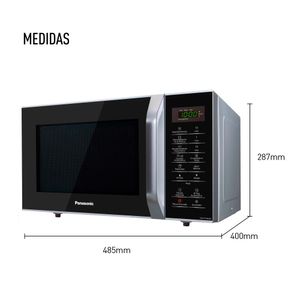 Microondas Panasonic NN-SB34HMRPK, capacidad 25 litros, 10 opciones de menú, negro