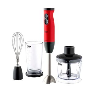 Batidora de inmersión Oster, 400 W, acero inoxidable, rojo