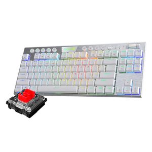 Teclado gamer Redragon Horus K621-RGB TKL Wireless/BT/cable, Switch Rojo, mecánico, layout español, blanco