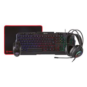 Kit gamer 4 en 1 Teros, teclado + mouse + headset + mouse pad