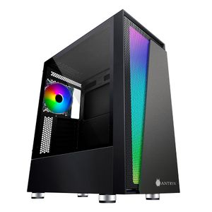Gabinete Antryx RX-450, ATX/Full ATX/Micro ATX, ventilador ARGB/cinta LED, Panel lateral vidrio templado, sin fuente, negro