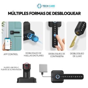 Cerradura Tech Care, biométrica + contraseña con APP,  negro