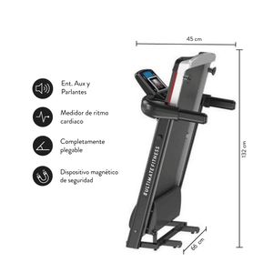 Trotadora Eléctrica Ultimate Fitness E300 Pro, velocidad 12.8 km/ hora, peso máx 100kg, plegable, negro