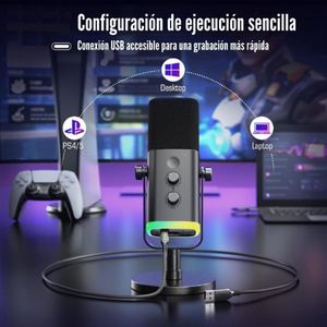Micrófono Fifine Ampligame AM8 RGB USB/XLR Dynamic - Negro