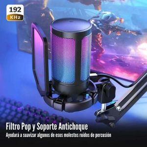 Micrófono Fifine Ampligame A6V RGB USB Cardioide - Black