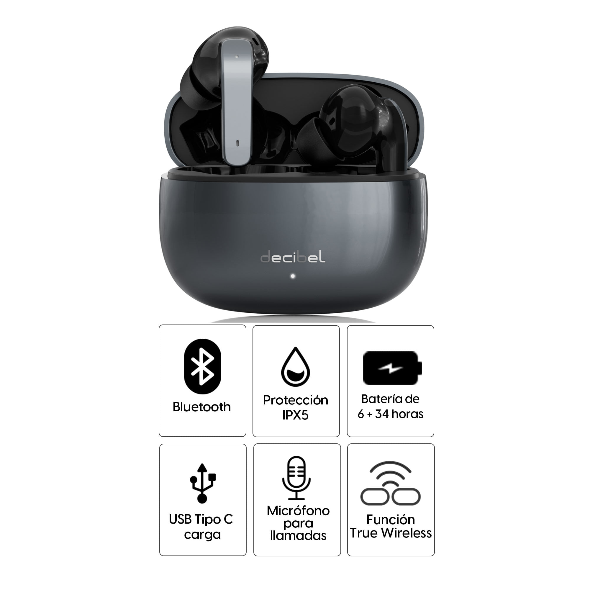 Audifonos true wireless 2024 bluetooth 5.0 taut102bk negro