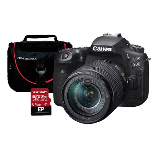 Cámara Canon EOS 90D DSLR lente EF-S 18-135 (Estabilizador Imagen en el Lente) + Estuche Nac + Memoria 64GB