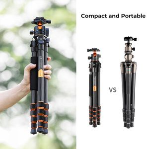 Trípode K&F Concept A255C2+BH-35L KF09.103V1, hasta 15kg máx, fibra de carbono, negro