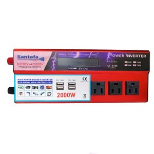 Inversor de corriente, 12v a 220v, 2000 watts, pantalla LCD, 4 USB, 3 sockets