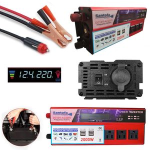 Inversor de corriente, 12v a 220v, 2000 watts, pantalla LCD, 4 USB, 3 sockets