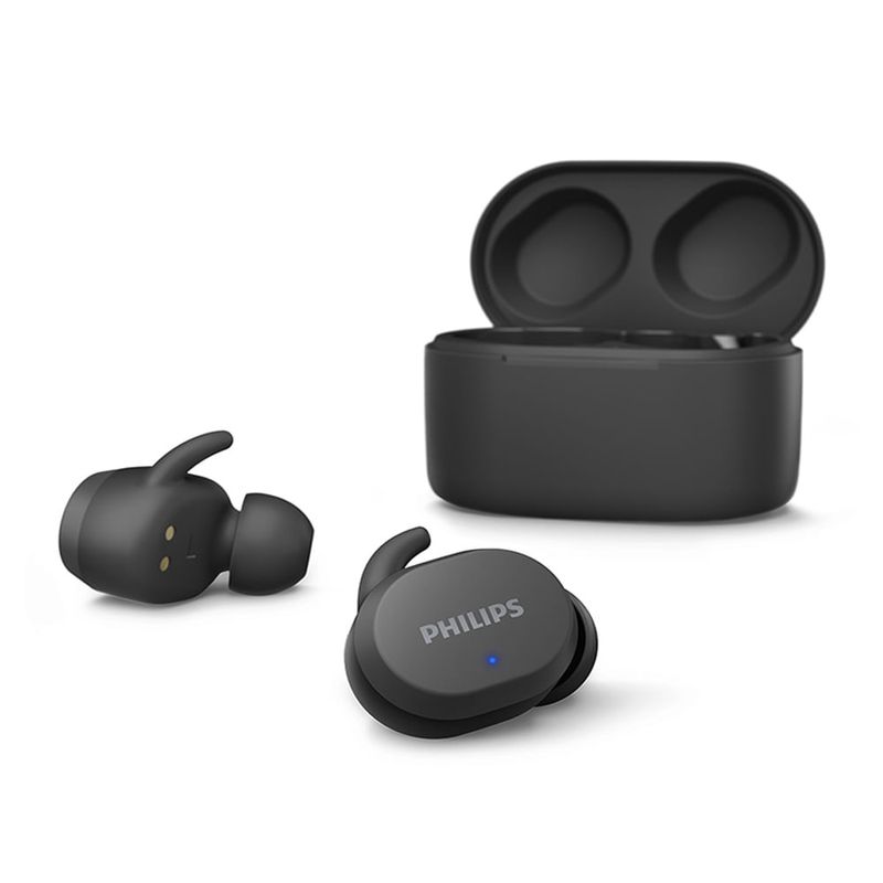 Reacond. Audífonos Philips TAT3216 TWS IPX5, negro, frontal oblicuo