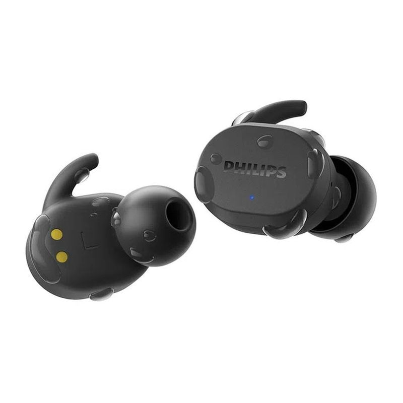 Reacond. Audífonos Philips TAT3216 TWS IPX5, negro, frontal oblicuo