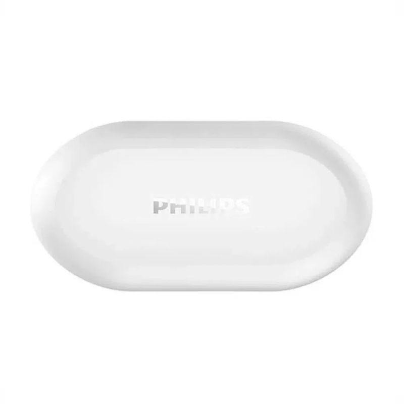 Reacond. Audífonos Philips TAT1215WT TWS IPX4 6h blanco, estuche, frontal