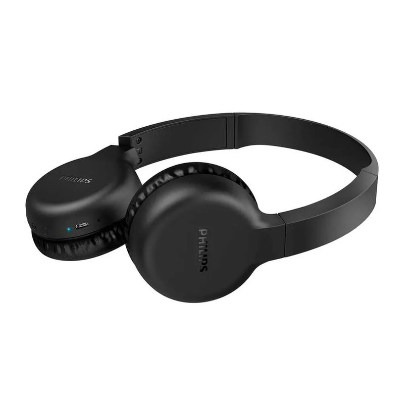 Reacond. Audífonos Philips TAH1205 BT on ear 15h negro, frontal oblicuo
