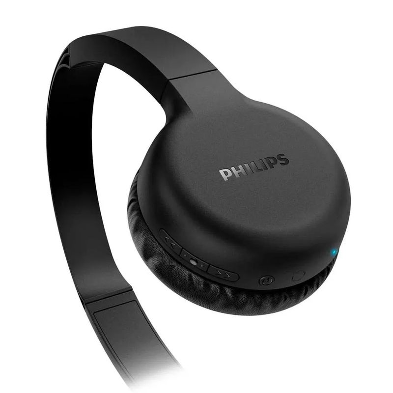 Reacond. Audífonos Philips TAH1205 BT on ear 15h negro, detalle frontal oblicuo