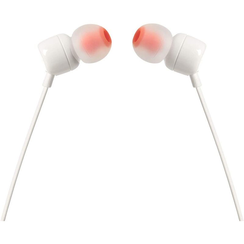 Reacond. Audífonos JBL T110 in ear con micrófono, blanco, lateral