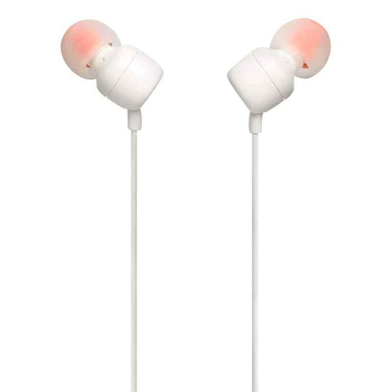 Reacond. Audífonos JBL T110 in ear con micrófono, blanco, lateral
