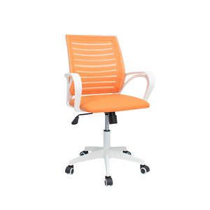 Silla de Oficina Inius Oskar, carga máx. 100 kg, 5 ruedas, naranja con base blanca