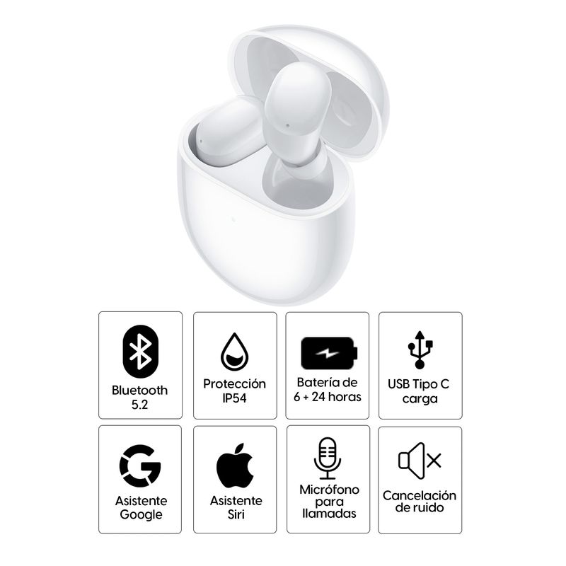 Audífonos Xiaomi Redmi Buds 4 Reacondicionados IP54, especificaciones
